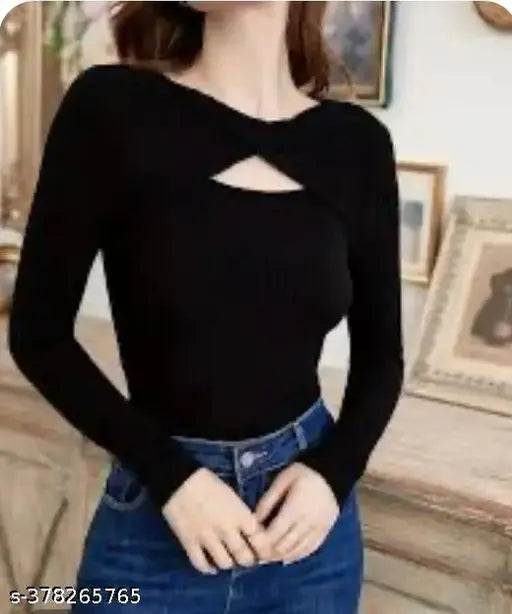 Elegant Cut-Out Full Sleeve Top for Girls - Perfect Blend of Style and Comfort